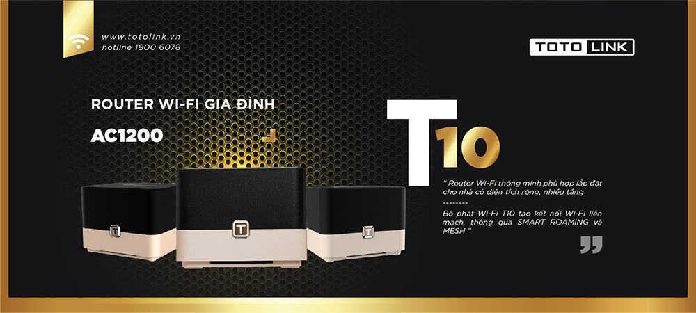 Bộ phát WiFi Mesh Router TOTOLINK Gia Đình AC1200 T10 (3-pack)