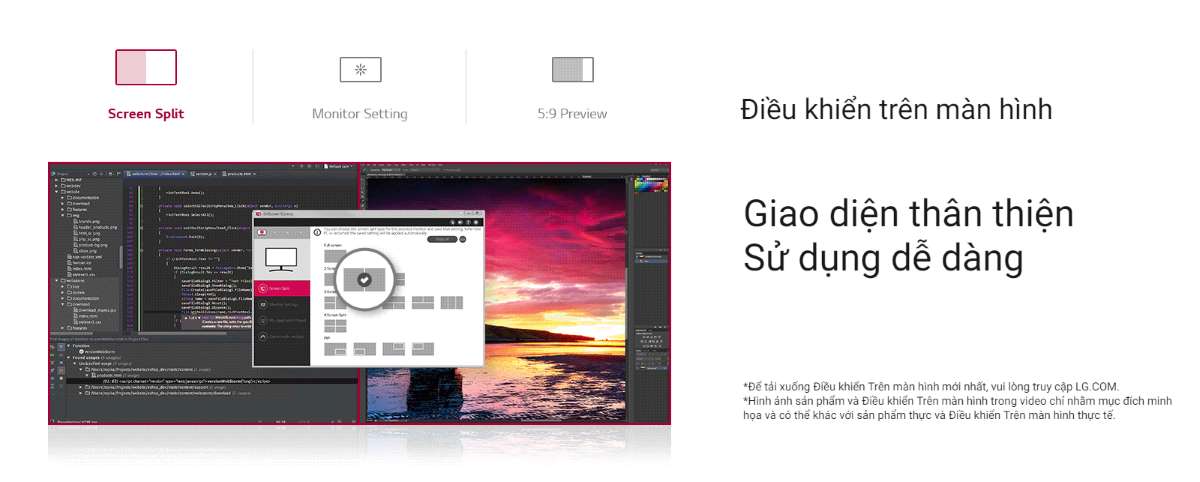 Màn hình LG 27MP500-B giao diện than thiện