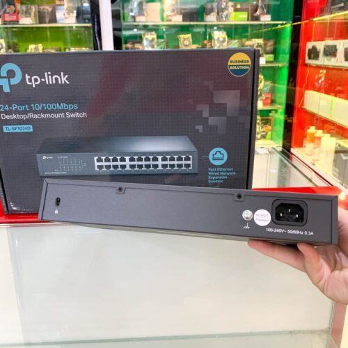 ảnh chụp mặt sau Switch TP-Link TL-SF1024D  cùng hộp sản phẩm