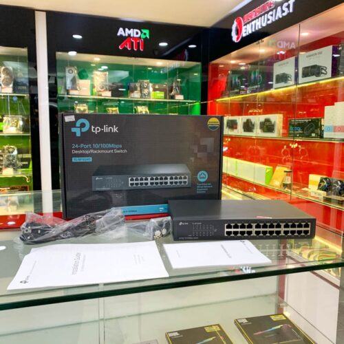 ảnh chụp Switch TP-Link TL-SF1024D  cùng phụ kiện đi kèm