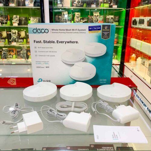 ảnh chụp Bộ phát wifi mesh TP-Link Deco M5 3-Pack cùng phụ kiện đi kèm