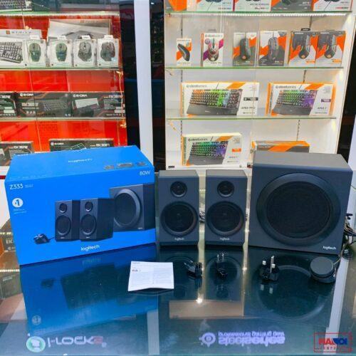 ảnh chụp mặt trước Loa Logitech Z333 cùng vỏ hộp
