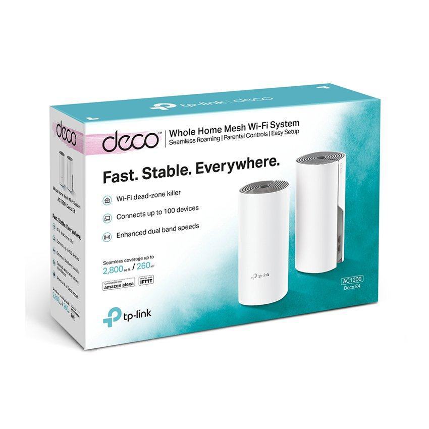 hộp sản phẩm Bộ phát wifi mesh TP-Link Deco E4 (2-Pack) Wireless AC1200Mbps