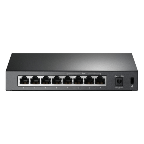 cổng kết nối trên Switch TP-Link TL-SF1008P (8Port 10/100Mbps - 4 cổng POE)