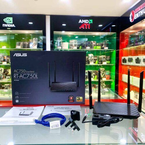 ảnh chụp Router wifi ASUS RT-AC750L cùng phụ kiện đi kèm