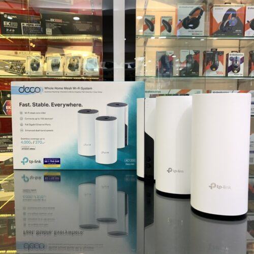 ảnh chụp Bộ phát wifi mesh TP-Link Deco M4 (3 Pack) cùng hộp sản phẩm