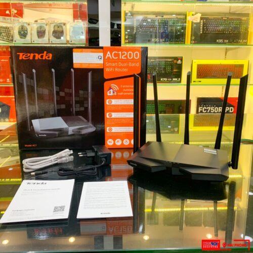 ảnh chụp Bộ phát wifi Tenda AC7 cùng phụ kiện đi kèm
