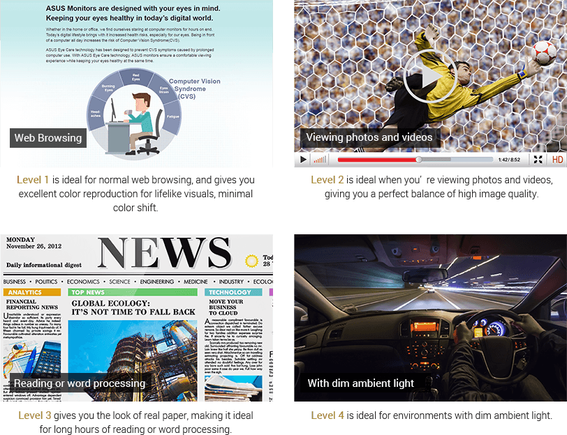 Màn hình Asus VA24DQLB lọc ánh sáng xanh