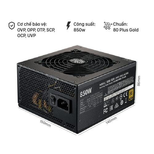 Nguồn máy tính Cooler Master MWE GOLD 850 - V2  850W ( 80 Plus Gold/Màu Đen/Full Modular) 02