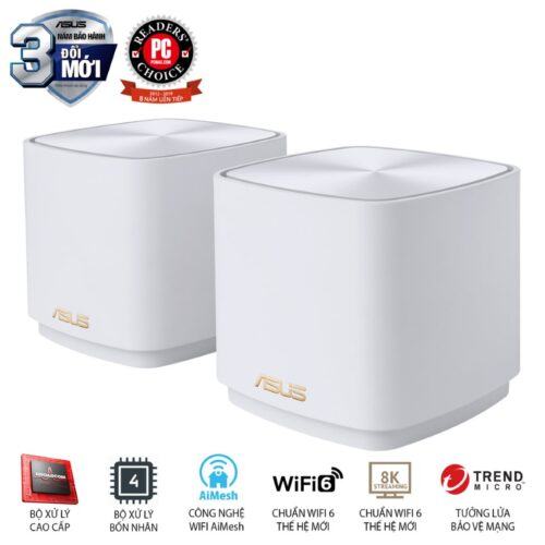 2 pack Bộ phát wifi ASUS XD4 (W-3-PK) Mesh wifi 6, Chuẩn AX1800