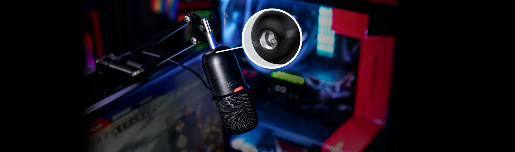 Microphone Kingston HyperX Solocast - Standalone Microphone HMIS1X-XX-BK/G có thể gắn vào nhiều loại chân đế khác nhau