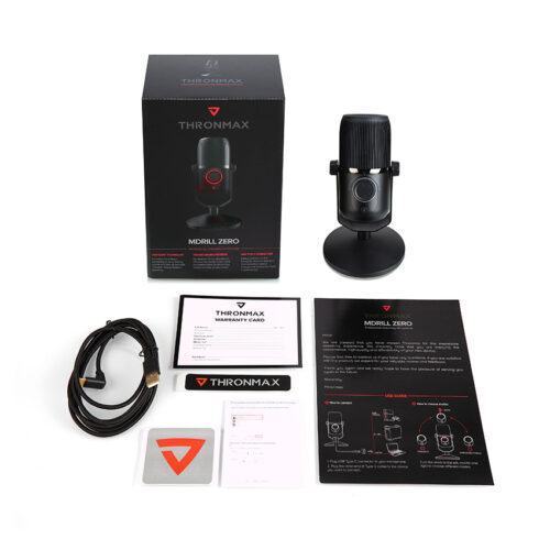 Microphone Thronmax Mdrill Zero Jet Black cùng phụ kiện đi kèm