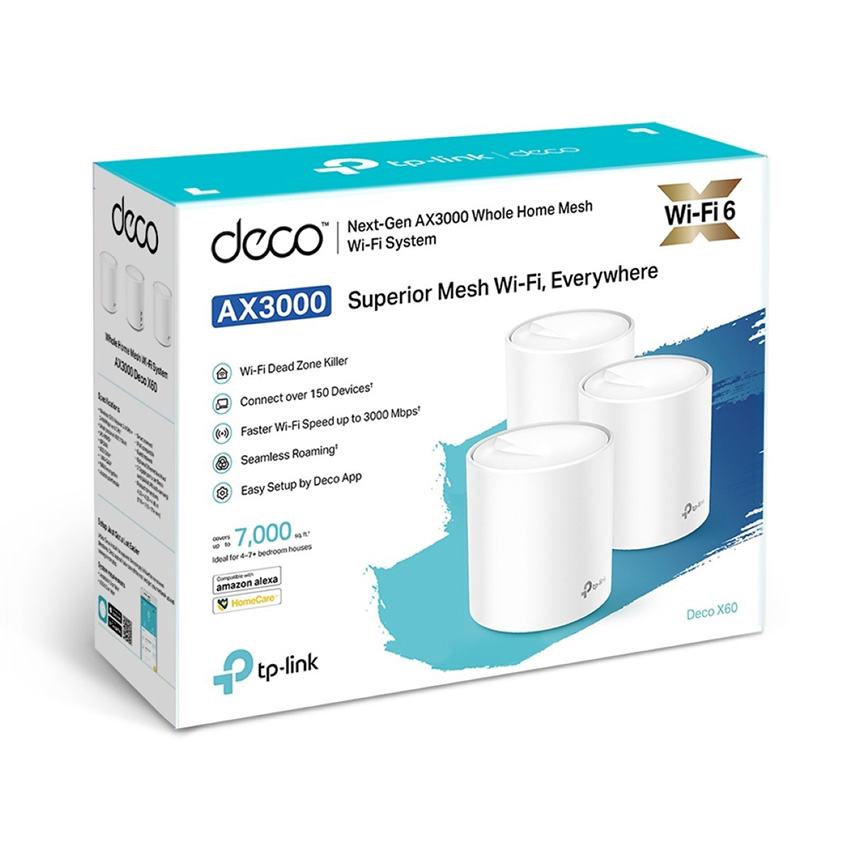 hộp sản phẩm Bộ phát wifi Mesh Tp-Link Deco X60 3 pack WIFI 6 AX3000