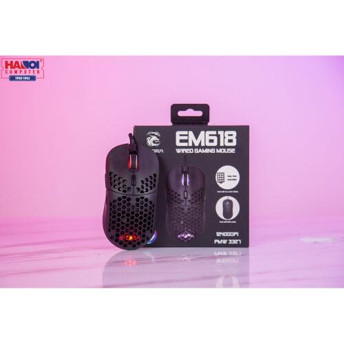 Chuột E-Dra EM618 Đen (USB/RGB/Huano20M/Avago3327/12400dpi