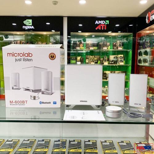 ảnh chụp Loa Microlab M600BT Bluetooth 2.1 cùng vỏ hộp và phụ kiện đi kèm