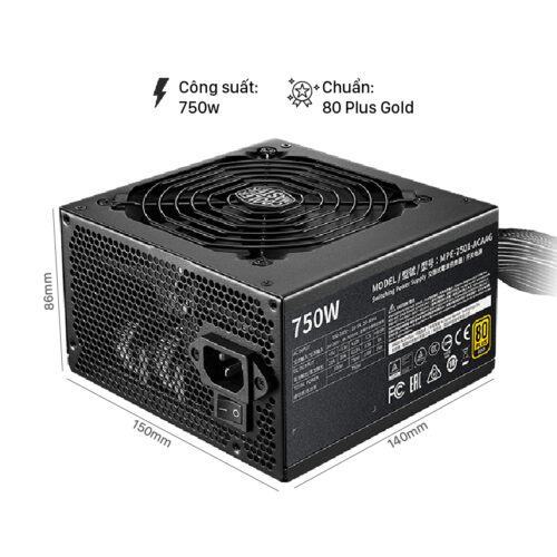 Nguồn Máy Tính Cooler Master MWE GOLD 750-V2 750W (80 Plus Gold/Màu Đen)