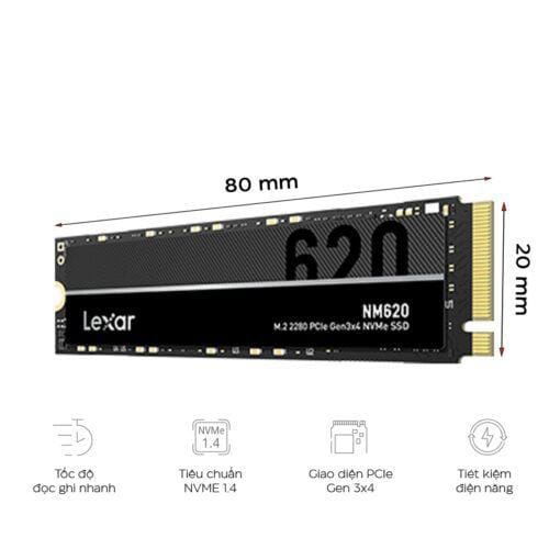 Ổ cứng SSD Lexar NM620 256GB M.2 2280 PCIe 3.0x4 (Đoc 3000MB/s - Ghi 1300MB/s) - (LNM620X256G-RNNNG)