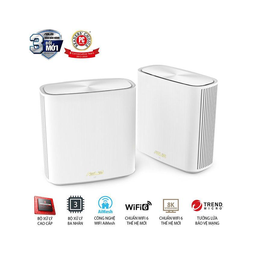 Bộ phát wifi ASUS XD6 (W-2-PK) Mesh wifi 6, Chuẩn AX5400