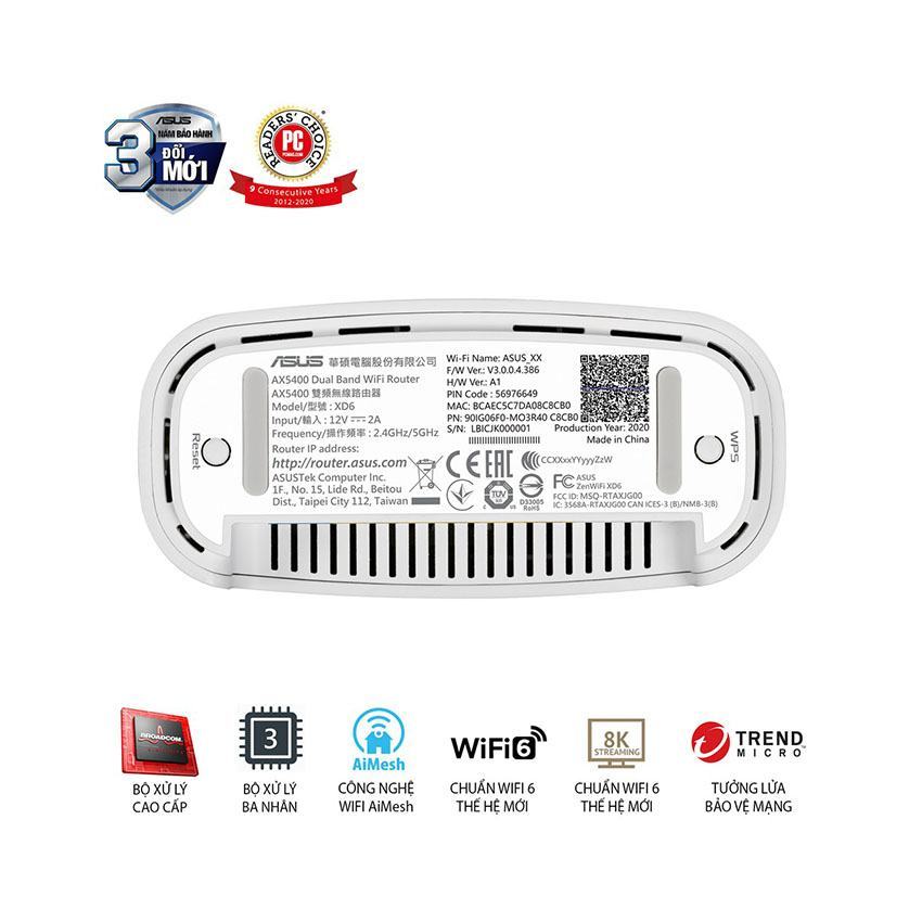 Bộ phát wifi ASUS XD6 (W-2-PK) Mesh wifi 6, Chuẩn AX5400 2