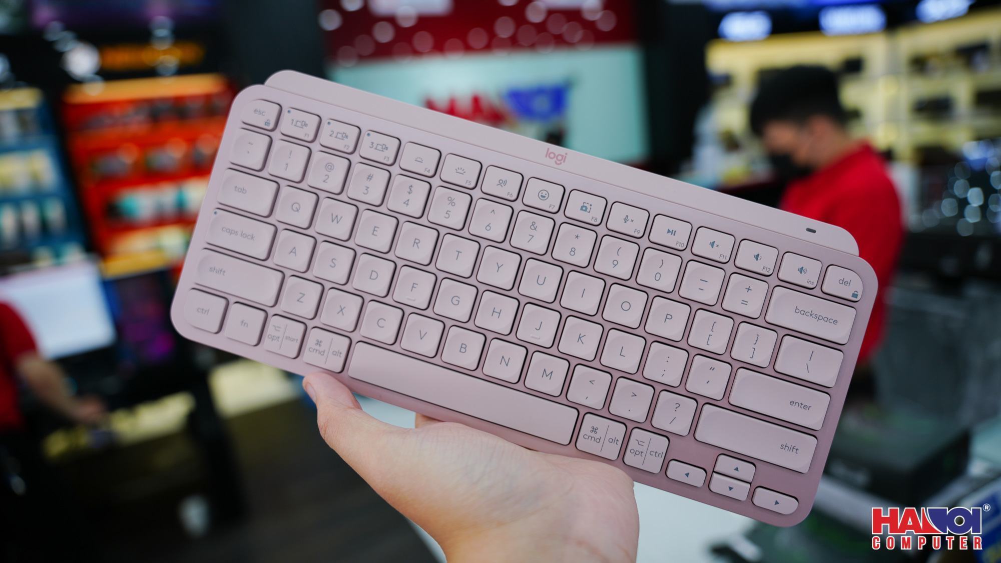 Bàn phím không dây Logitech MX Keys Mini Hồng (USBC/Bluetooth)