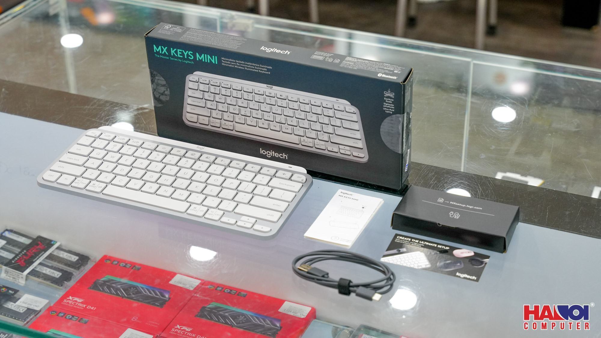 Bàn phím Không dây Logitech MX Keys Mini Pale Grey (USB/Bluetooth/xám trắng)