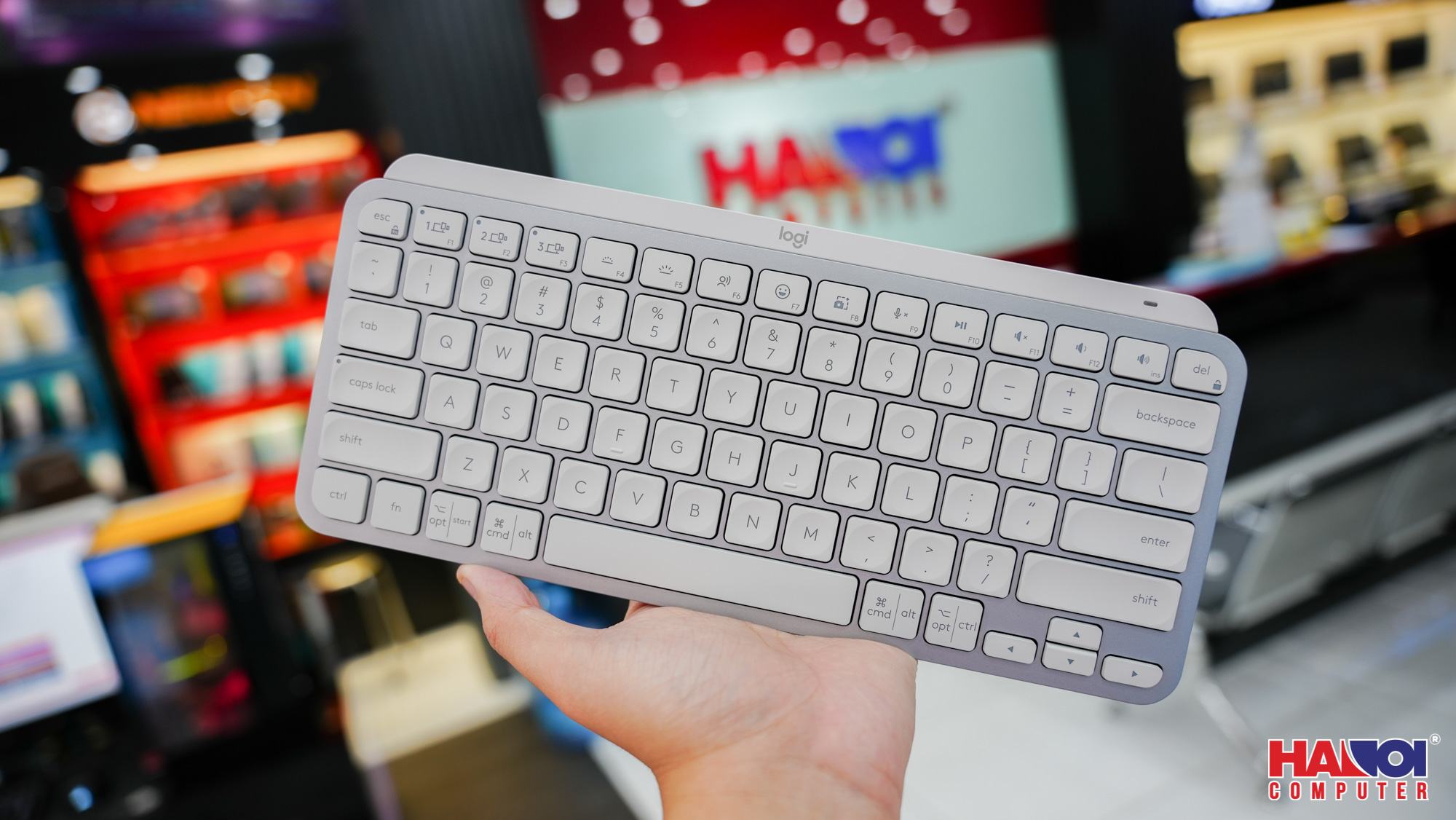 Bàn phím Không dây Logitech MX Keys Mini Pale Grey (USB/Bluetooth/xám trắng)