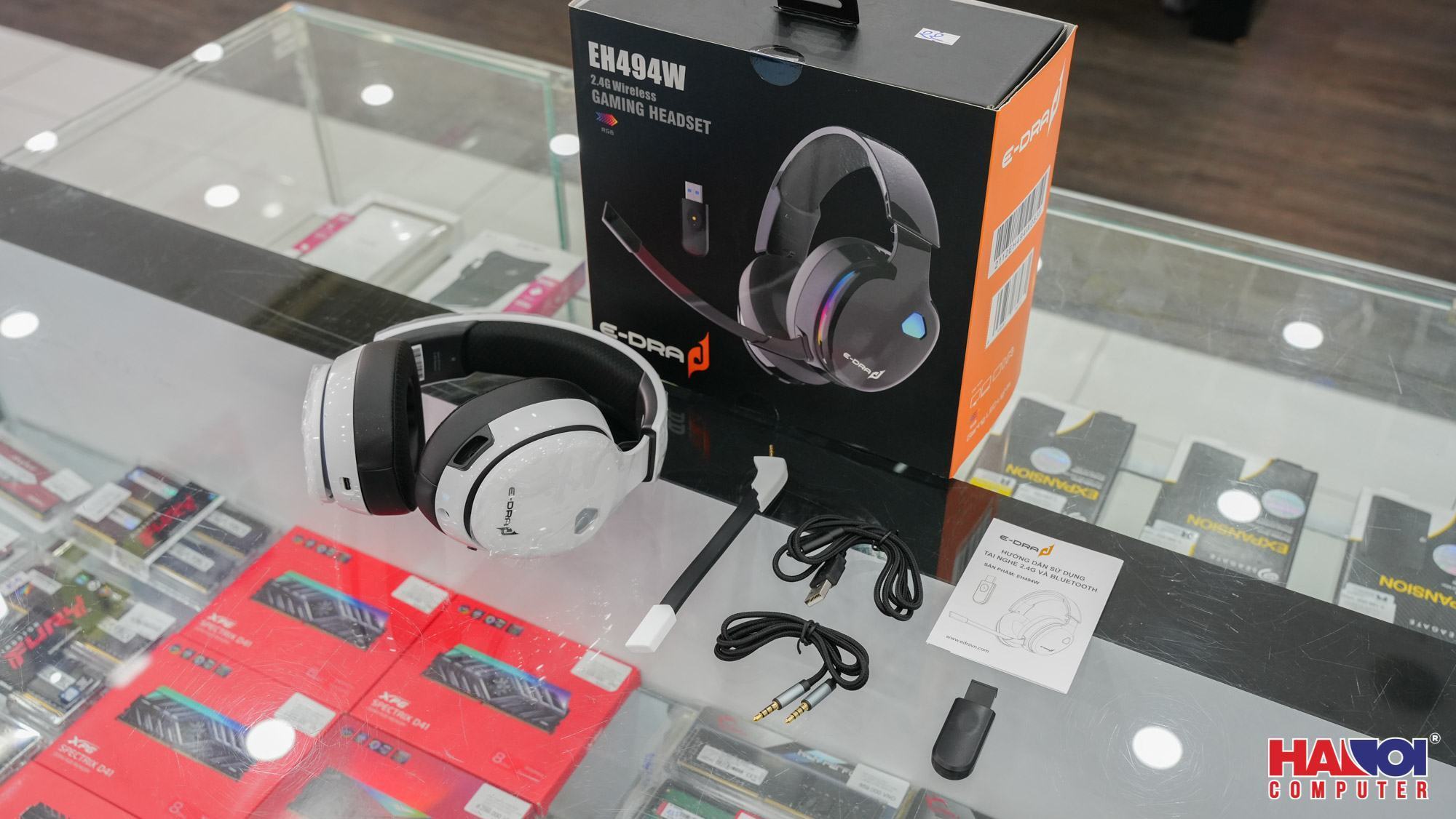 Tai nghe không dây E-Dra EH494W Trắng (Bluetooth, Wireless 2.4G)