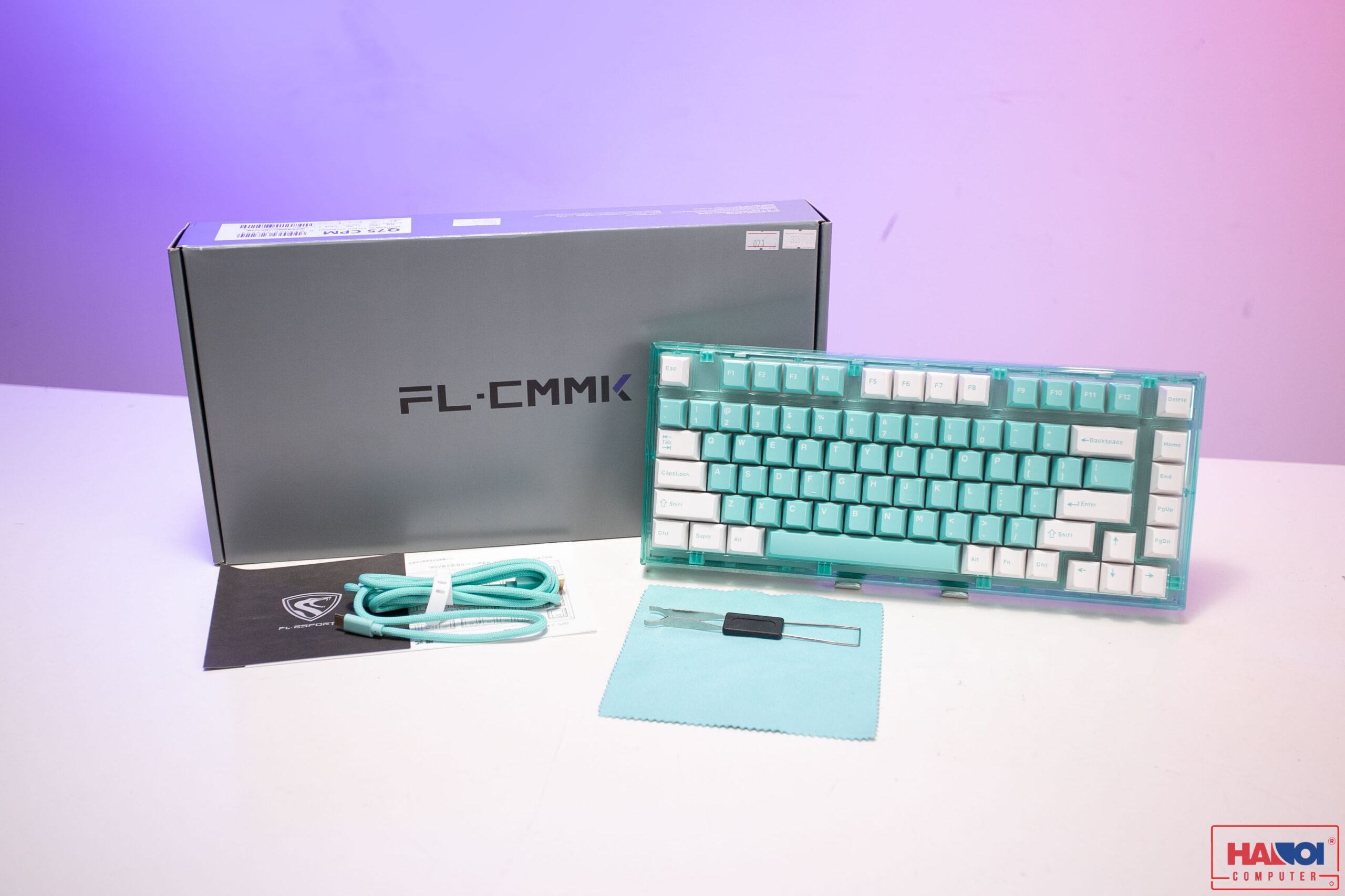 LMC Bàn phím cơ Không dây FL-Esport Q75 Azure Green 3 Mode Coolmint sw (Kailh Box/USBC/Bluetooth/RGB)