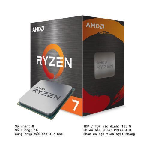 CPU AMD Ryzen 7 5800X3D (3.8 GHz Upto 4.7GHz / 36MB / 8 Cores, 16 Threads / 105W / Socket AM4)
