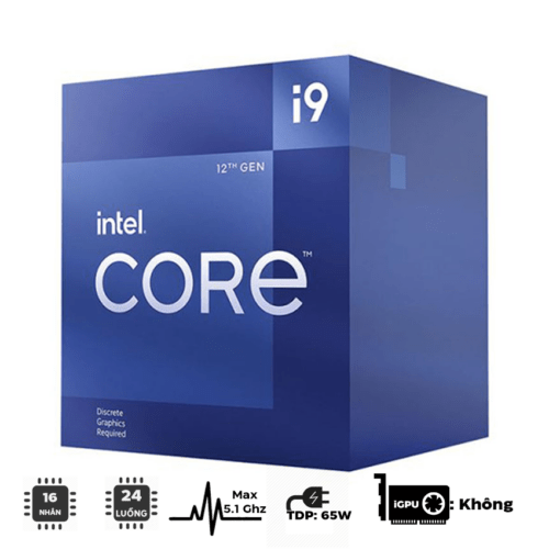 CPU Intel Core i9-12900F (2.4GHz turbo up to 5.1Ghz, 16 nhân 24 luồng, 30MB Cache, 65W) - Socket Intel LGA 1700/Alder Lake)