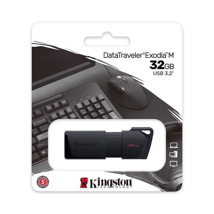 USB Kingston 32GB DataTraveler Exodia M DTXM/32GB (USB 3.2 Gen1), màu đen
