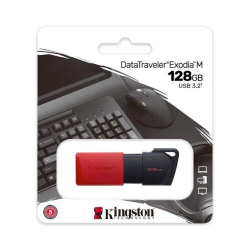 USB Kingston 128GB DataTraveler Exodia M DTXM/128GB (USB 3.2 Gen1), màu đen pha đỏ