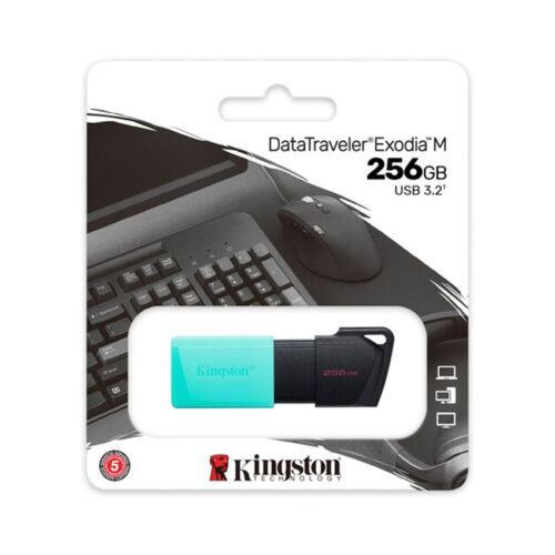 USB Kingston 256GB DataTraveler Exodia M DTXM/256GB (USB 3.2 Gen1), màu đen pha xanh ngọc
