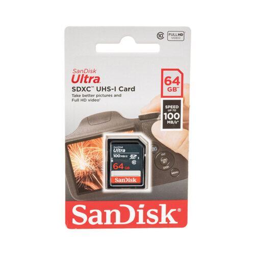 Thẻ Nhớ Sandisk 64GB SDXC Ultra, C10 UHS- 1 Read 100MB/s, SDSDUNR-064G-GN3IN