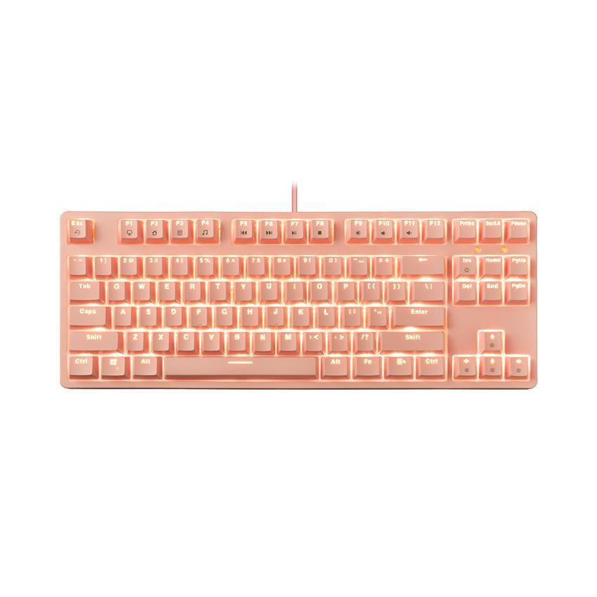 Bàn phím cơ Edra EK387L màu hồng Brown sw (USBC/Led trắng)