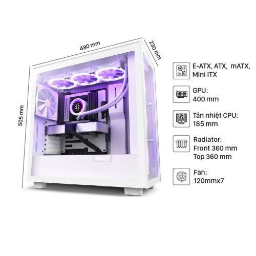 Vỏ máy tính NZXT H7 Elite White  (Mid Tower/Màu Trắng)