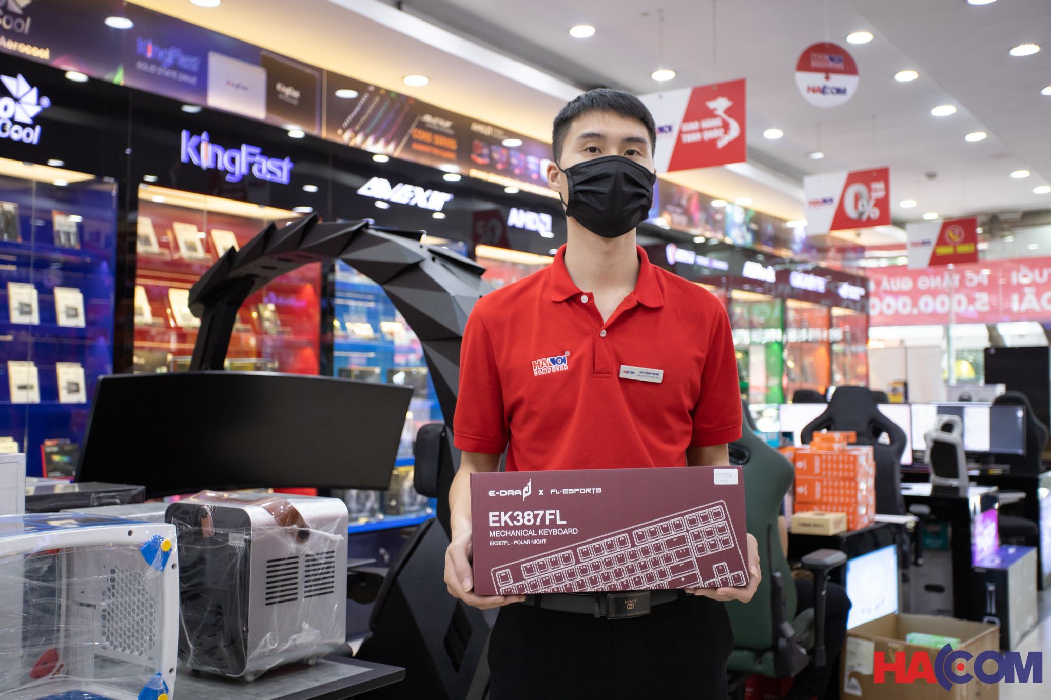 Bàn phím cơ game Edra EK387FL RGB Polar night Red sw (USBC/PBT)