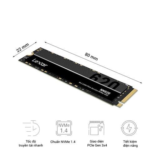 Ổ cứng SSD Lexar NM620 512GB M.2 2280 PCIe 3.0x4 (Đoc 3300MB/s - Ghi 2400MB/s) - (LNM620X512G-RNNNG)