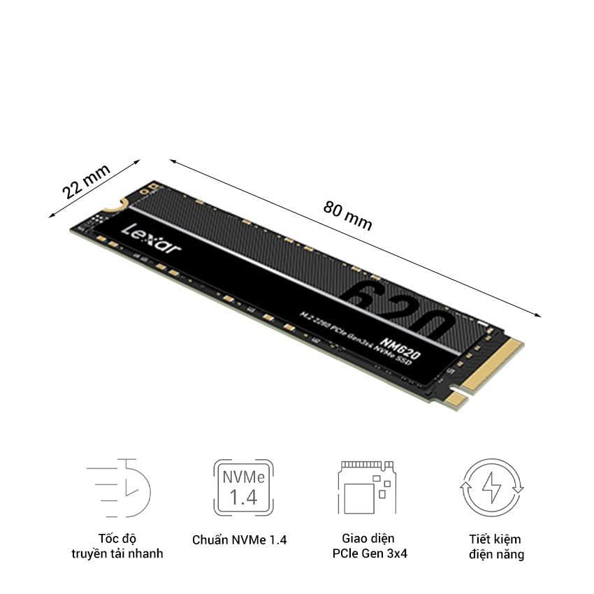 Ổ cứng SSD Lexar NM620 512GB M.2 2280 PCIe 3.0x4 (Đoc 3300MB/s - Ghi