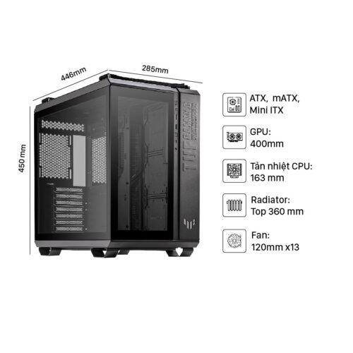 Vỏ Case Asus TUF Gaming GT502 ( Mid Tower / Màu Đen)