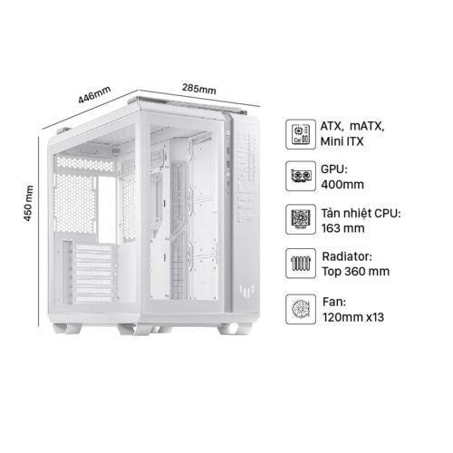 Vỏ Case Asus TUF Gaming GT502 White ( Mid Tower / Màu Trắng)