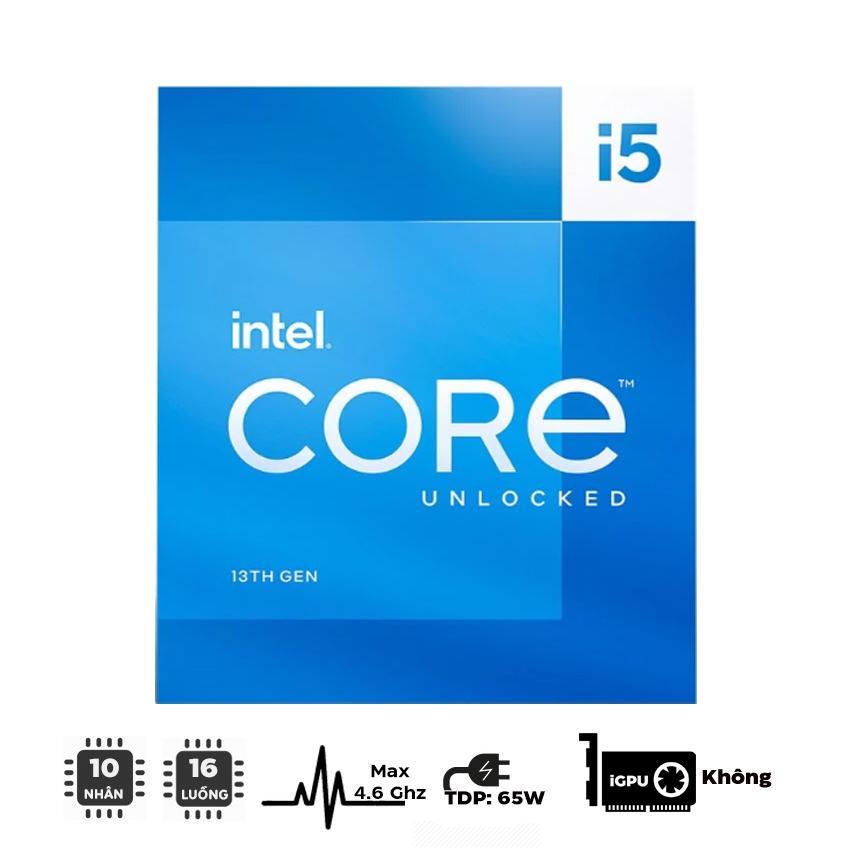 CPU Intel Core i5-13400F (up to 4.6Ghz, 10 nhân 16 luồng, 20MB Cache, 65W) - Socket Intel LGA 1700/Raptor Lake) 