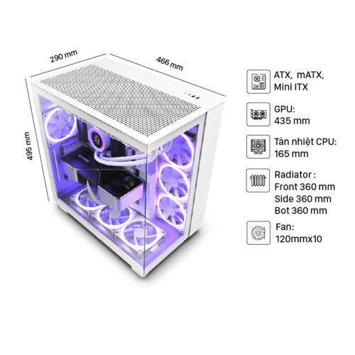Vỏ máy tính NZXT H9 Flow White (CM-H91FW-01) (Mid Tower/Màu Trắng)