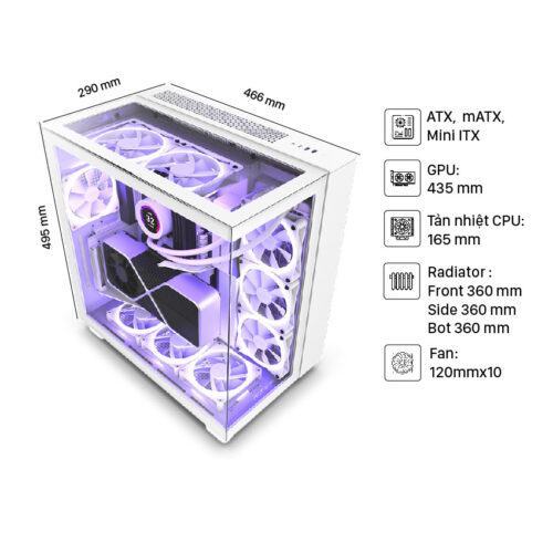 Vỏ máy tính NZXT H9 Elite White (CM-H91EW-01) (Mid Tower/Màu Trắng)