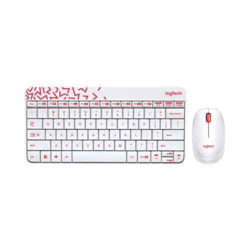 Bộ Bàn phím chuột Không dây Logitech MK240 Wireless Optical Trắng đỏ 920-008201