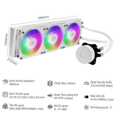 Tản nhiệt nước Cooler Master ML360L V2 ARGB White Edition