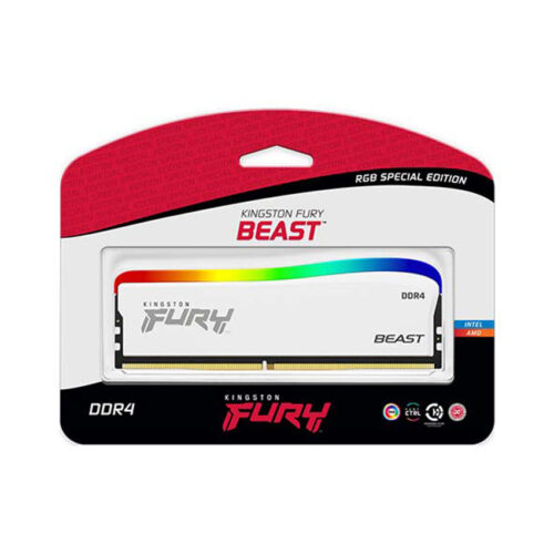 Ram Desktop Kingston Fury Beast RGB White SE (KF36C17BWA/8) 8GB (1x8GB) DDR4 3600Mhz