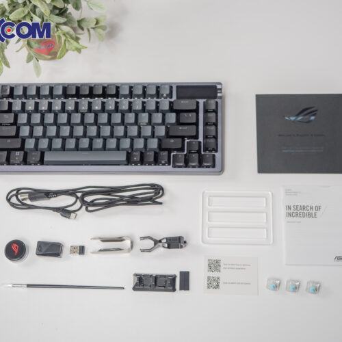 Bàn phím Gaming không dây ASUS ROG AZOTH NX Đen Red Switch (Wireless/Bluetooth/USB/OLED-SCR) 90MP0316-BKUA01