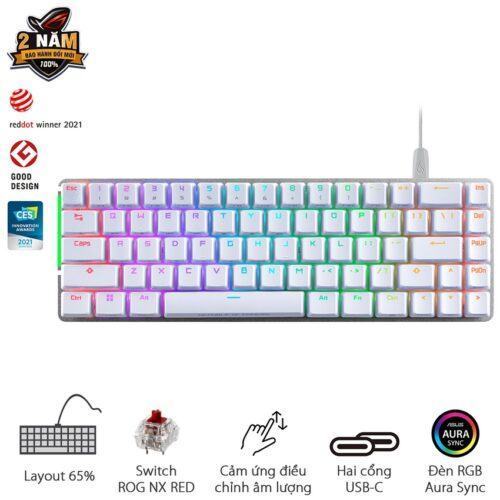 Bàn phím Gaming Asus ROG Falchion Ace Wired RGB White 90MP0346-BKUA10
