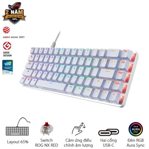 Bàn phím Gaming Asus ROG Falchion Ace Wired RGB White 90MP0346-BKUA10